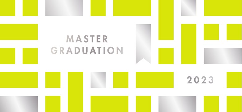 Lime and silver squares and the text Master Graduation 2023