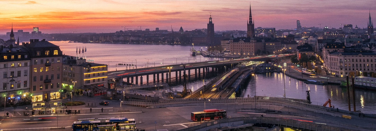 Sunset over Stockholm City