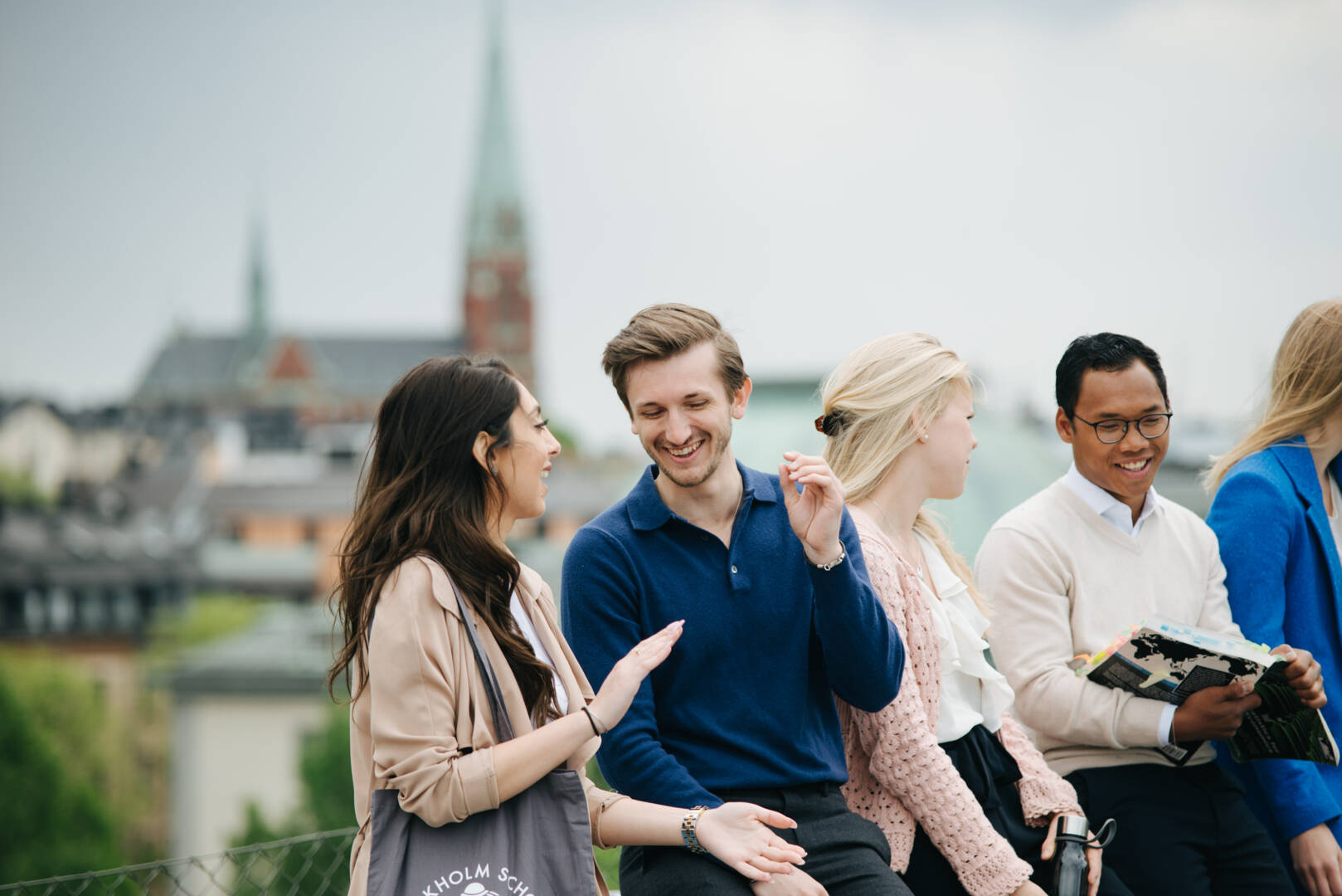 People talking outside