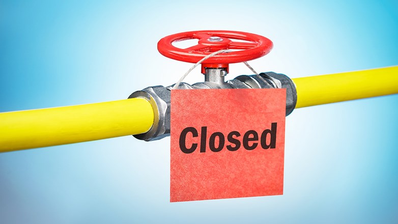 Gas pipe with closed valve.