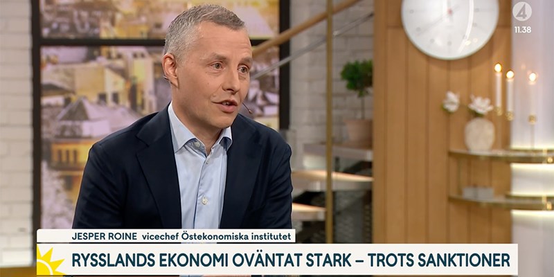 Screen-shot photo of Jesper Roine during an interview at Tv4 Nyhetsmorgon