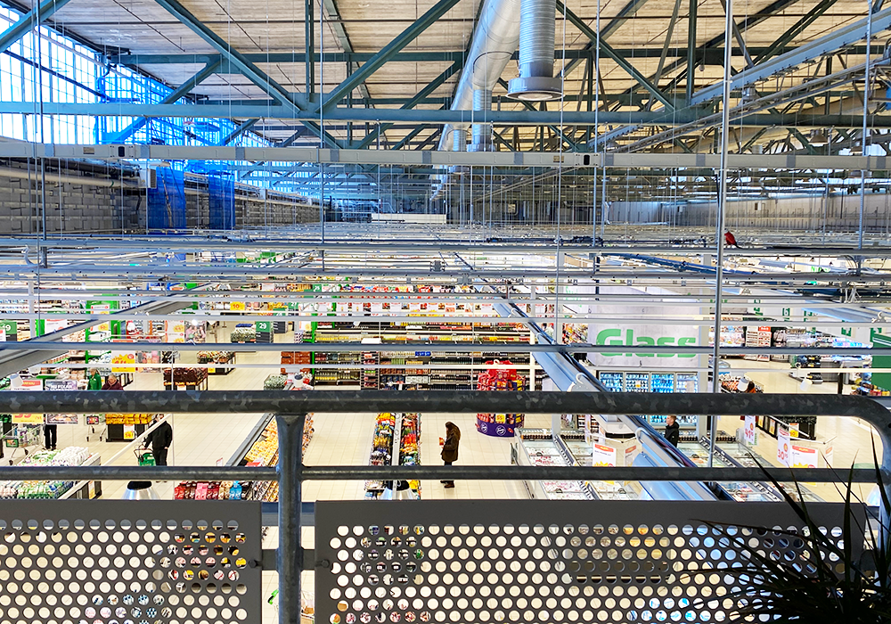 Overview of shipping isles at Stora Coop in Bromma.