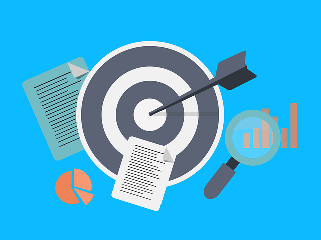 Blue background with arrow and target