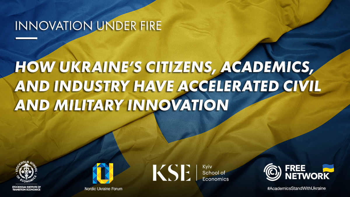 Waving colorful flag of Sweden and national flag of Ukraine.