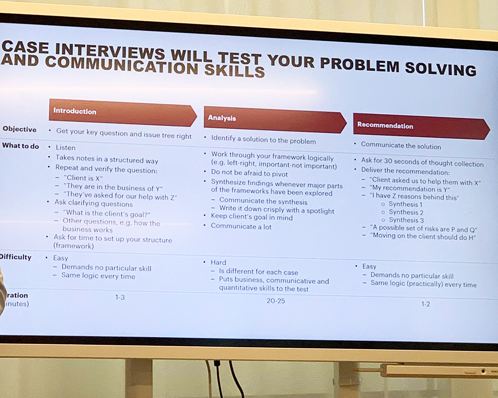 Powerpoint slide from the Accenture Workshop on case solving