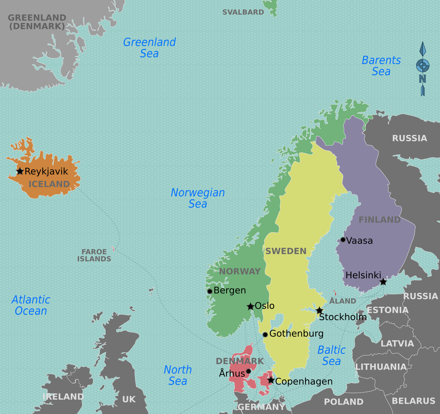 Scandinavia regions map