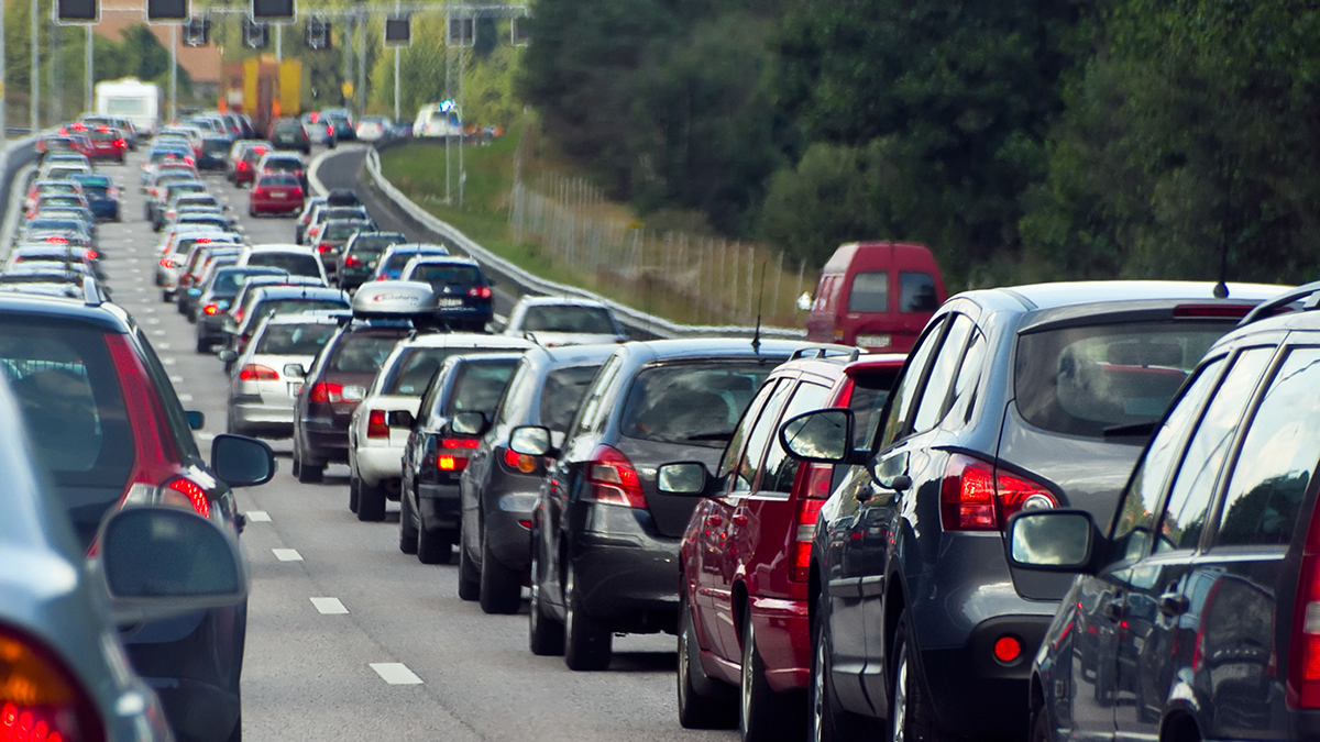 STOCKHOLM, SWEDEN - JULY 30, 2011: Typical scene during rush hour in Stockholm. A traffic jam with rows of cars. Shallow depth of field.