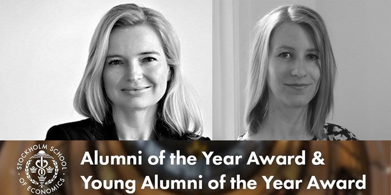 alumni of the year award winner Åsa Riisberg and young alumni of the year award winner Marina Dirks