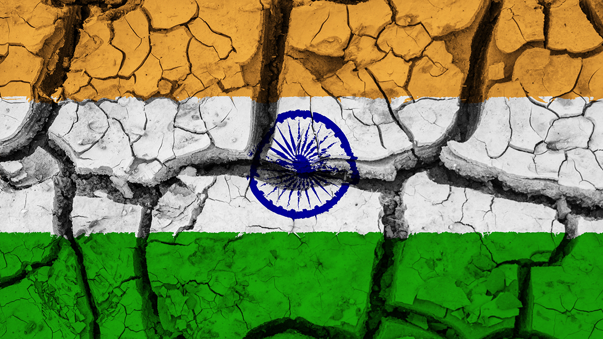 Dry soil pattern on the flag of India.
