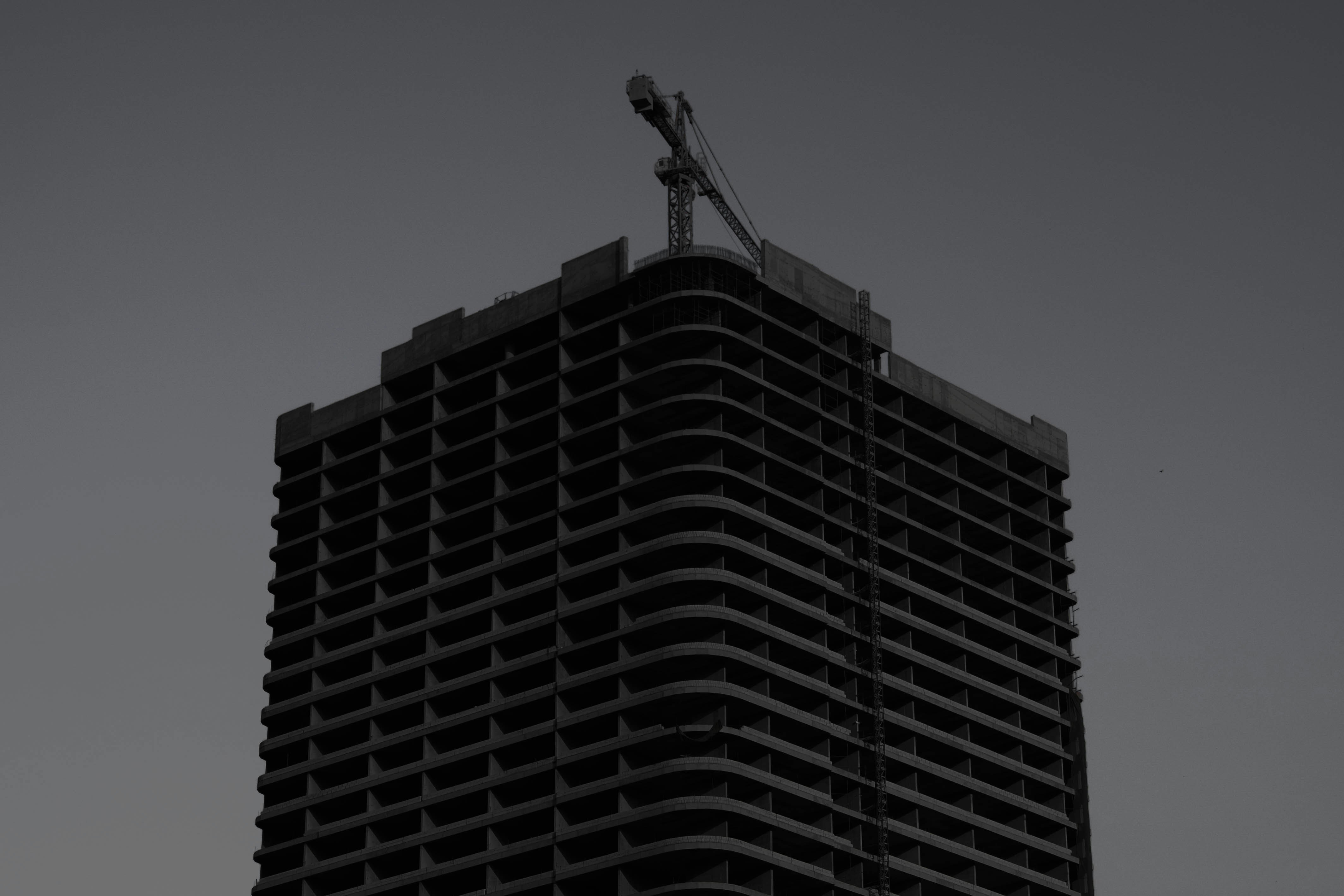 black and white concrete building