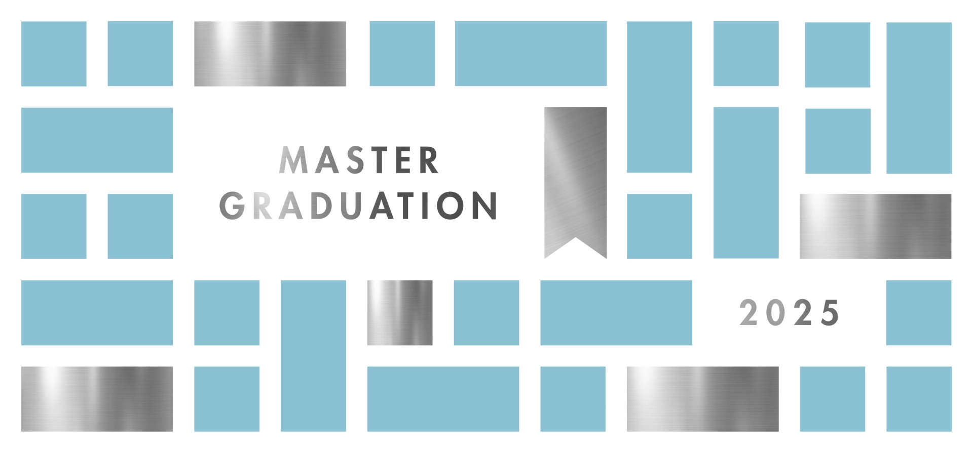 Master Graduation - blue and silver square pattern.