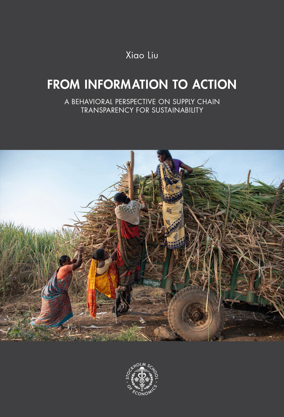 Book cover with a photograph showing four women—sugarcane workers in India—loading a tractor wagon piled high with cut cane in a rural field. Dressed in brightly colored saris, they work together with visible physical effort, two climbing the load while the others push from below. The image reflects the harsh labor conditions described in a New York Times investigation, which exposed exploitation in India’s sugar industry, including the abuse of young girls and the forced sterilization of working-age women.