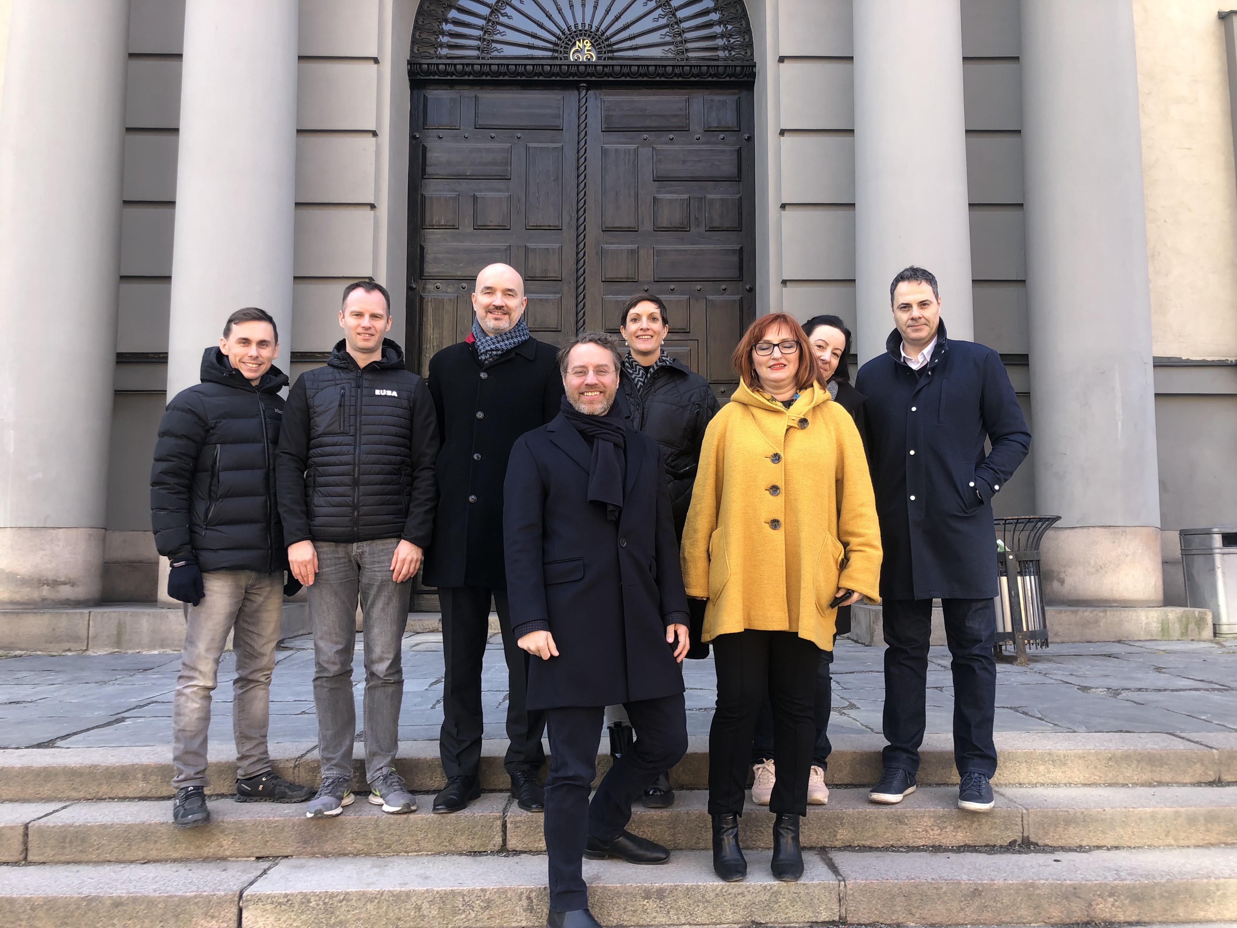 People standing on stairs