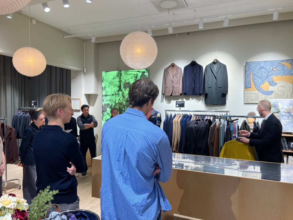 Students at a store visit at Oscar Jacobson