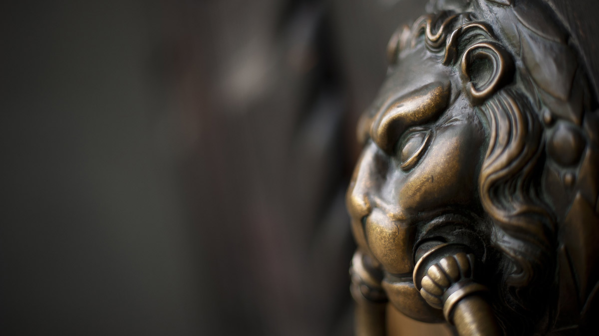 Close up lion at the main entrance of SSE