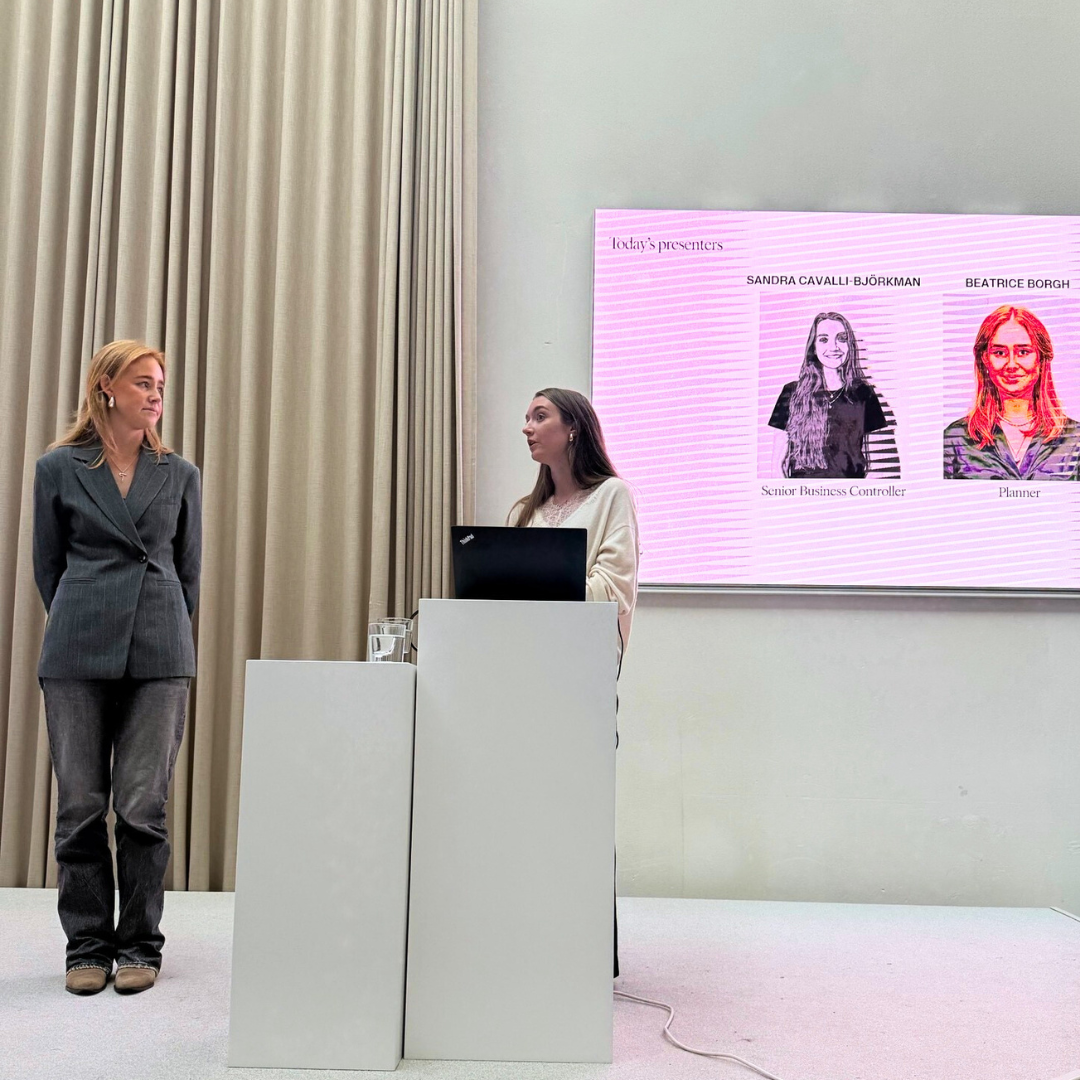 Sandra Cavalli-Björkman, Senior Business Controller. and Beatrice Borgh, Planner presenting at H&M HQ.