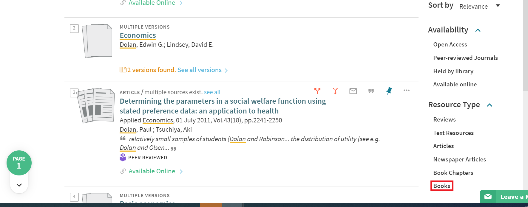 Finding e-books 4 Screen shot with information on how to tweak the results