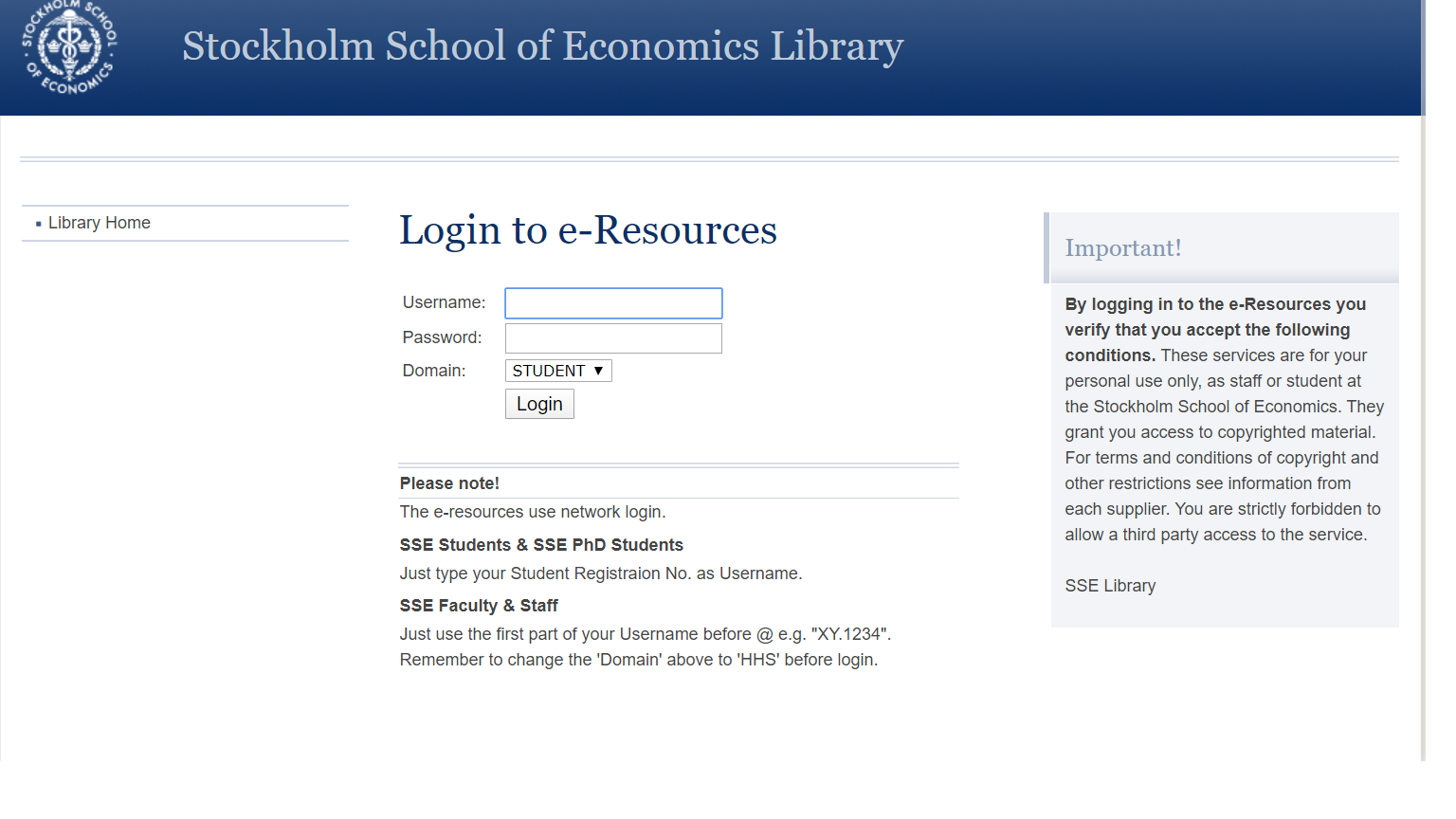 Finding e-books 8 Screen shot with the log in for access page