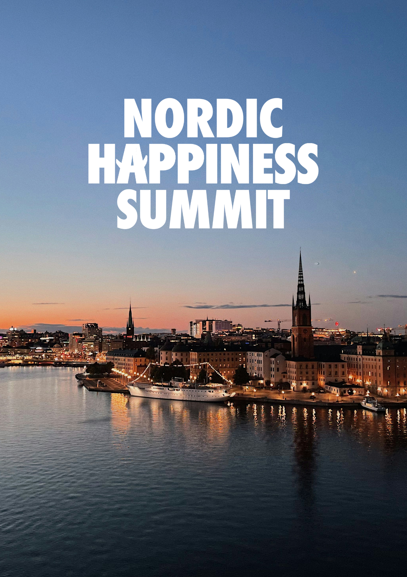 Nordic happiness summit written in the sky over stockholm
