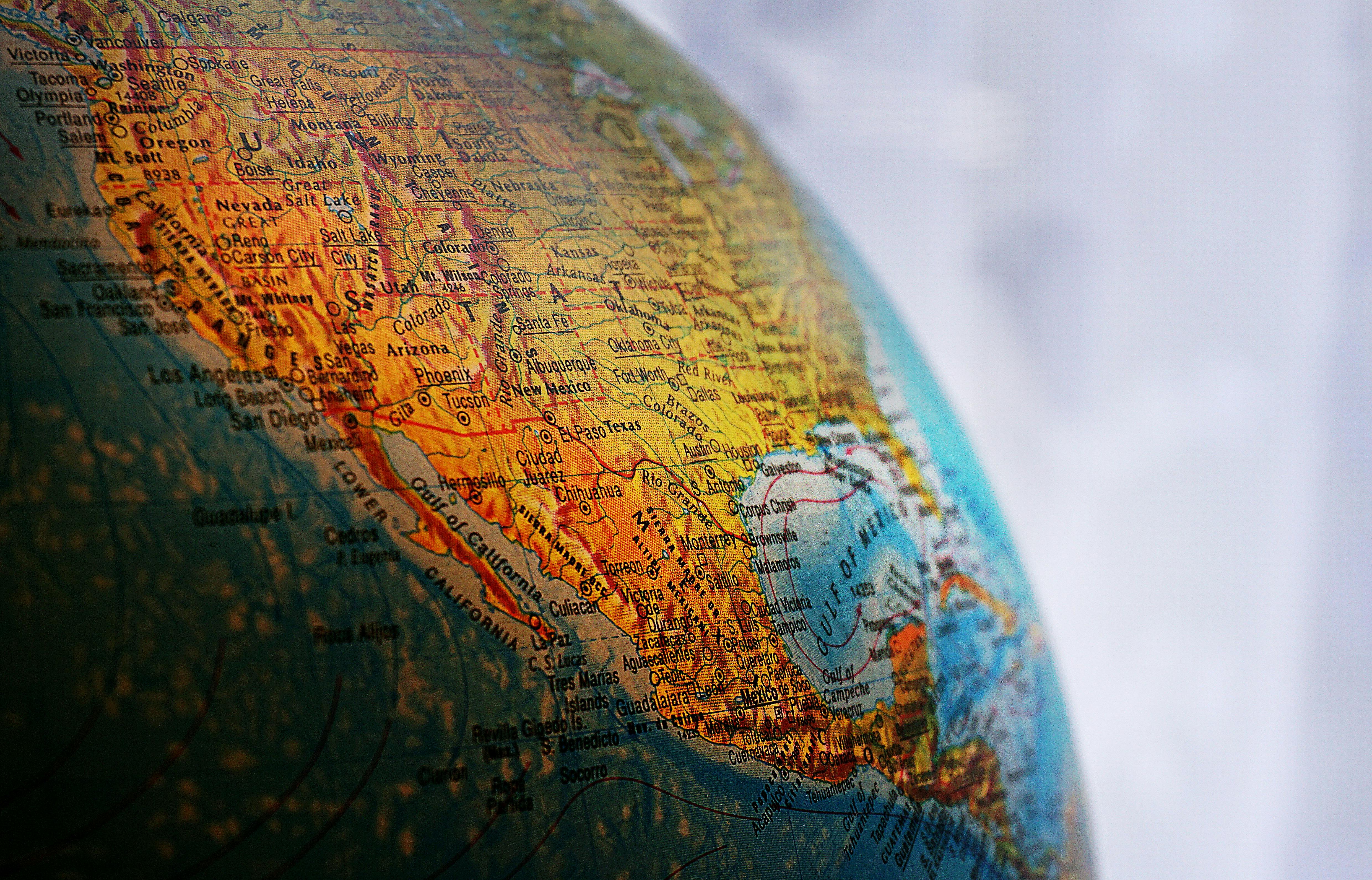 Globe showing the map of the US