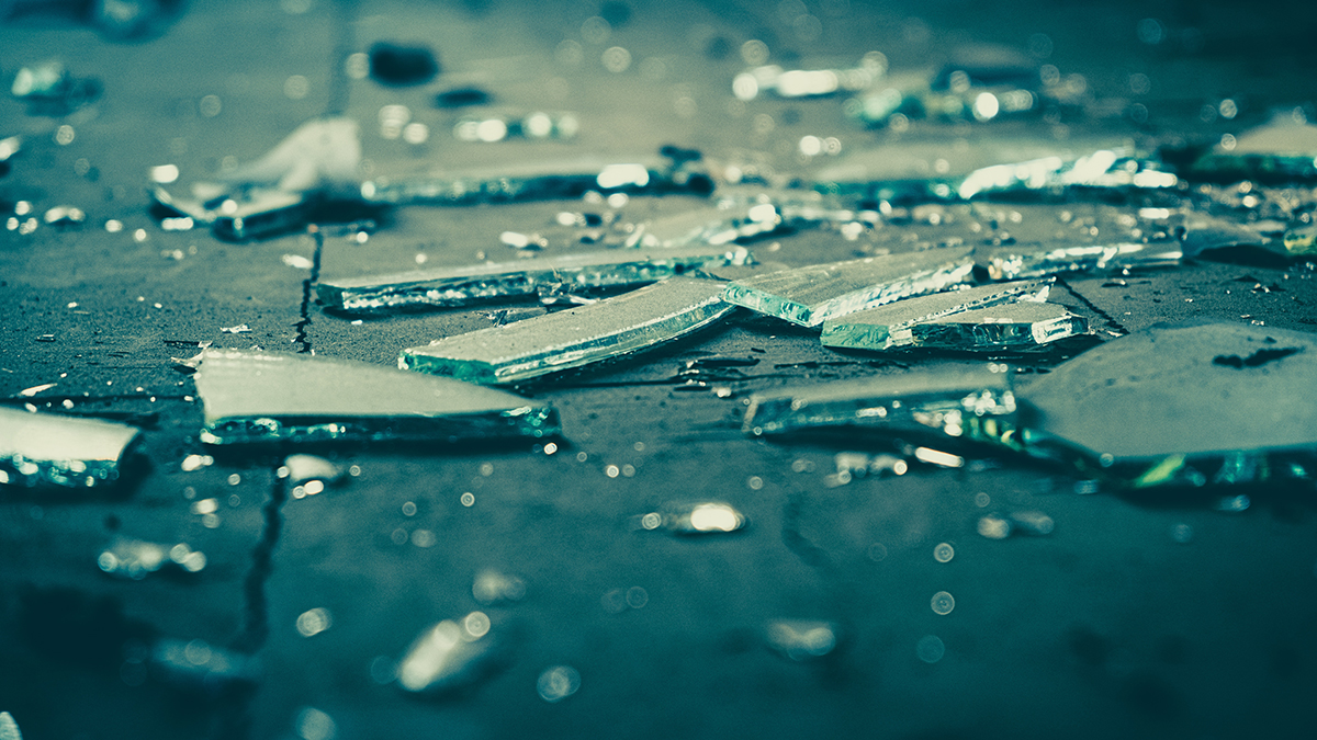 Broken glass. Shattered glass.