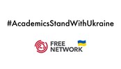 FREE Network logo with the Ukraine flag and #AcademicsStandWithUkraine