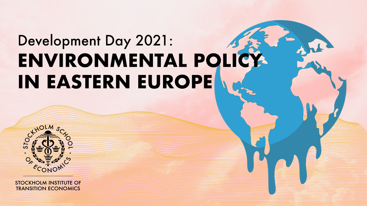 Earth melting. Text: Development Day 2021: Environmental policy  in Eastern Europe