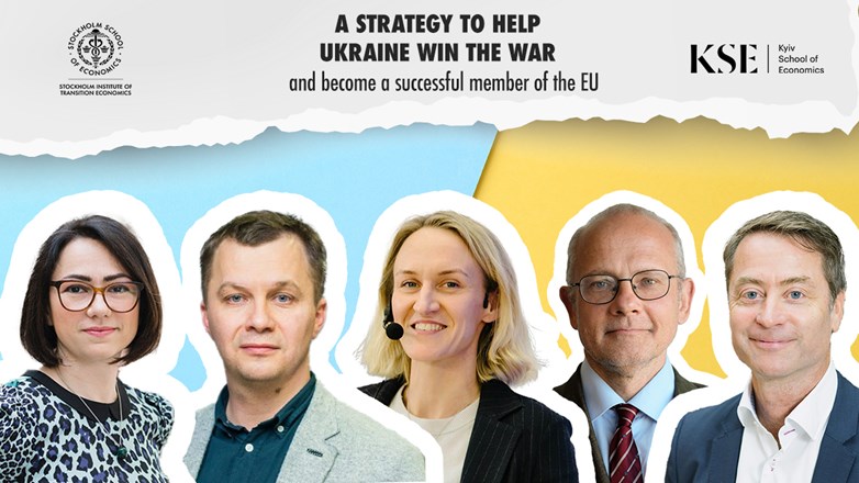 Photo of (from left) Maria Berlin, Tymofiy Mylovanov, Nataliia Shapoval, Andreas Umland and Torbjörn Becker
