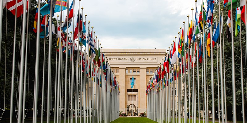 Flags outside United Nations