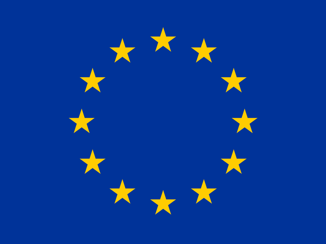 EU flag with blue background and yellow stars