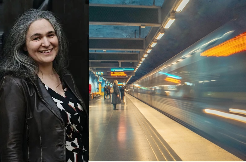Laurence Romani and photo of Stockholm commuting system by George Diama