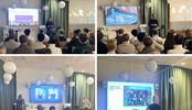 Study Visit Axel Johnson, Shoan Etemadi (CEO Hemköp & Tempo)  presenting in front of students.
