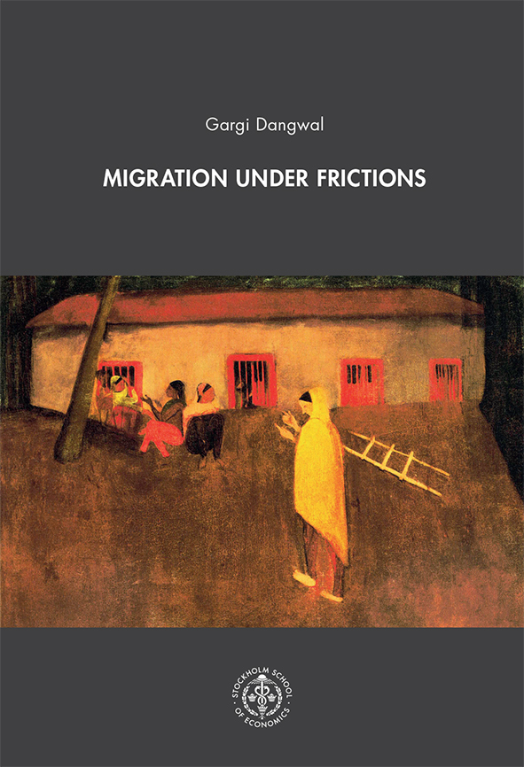 Book cover with a painting showing several figures gathered outside a building with red windows, set against a warm, earthy-toned rural scene.