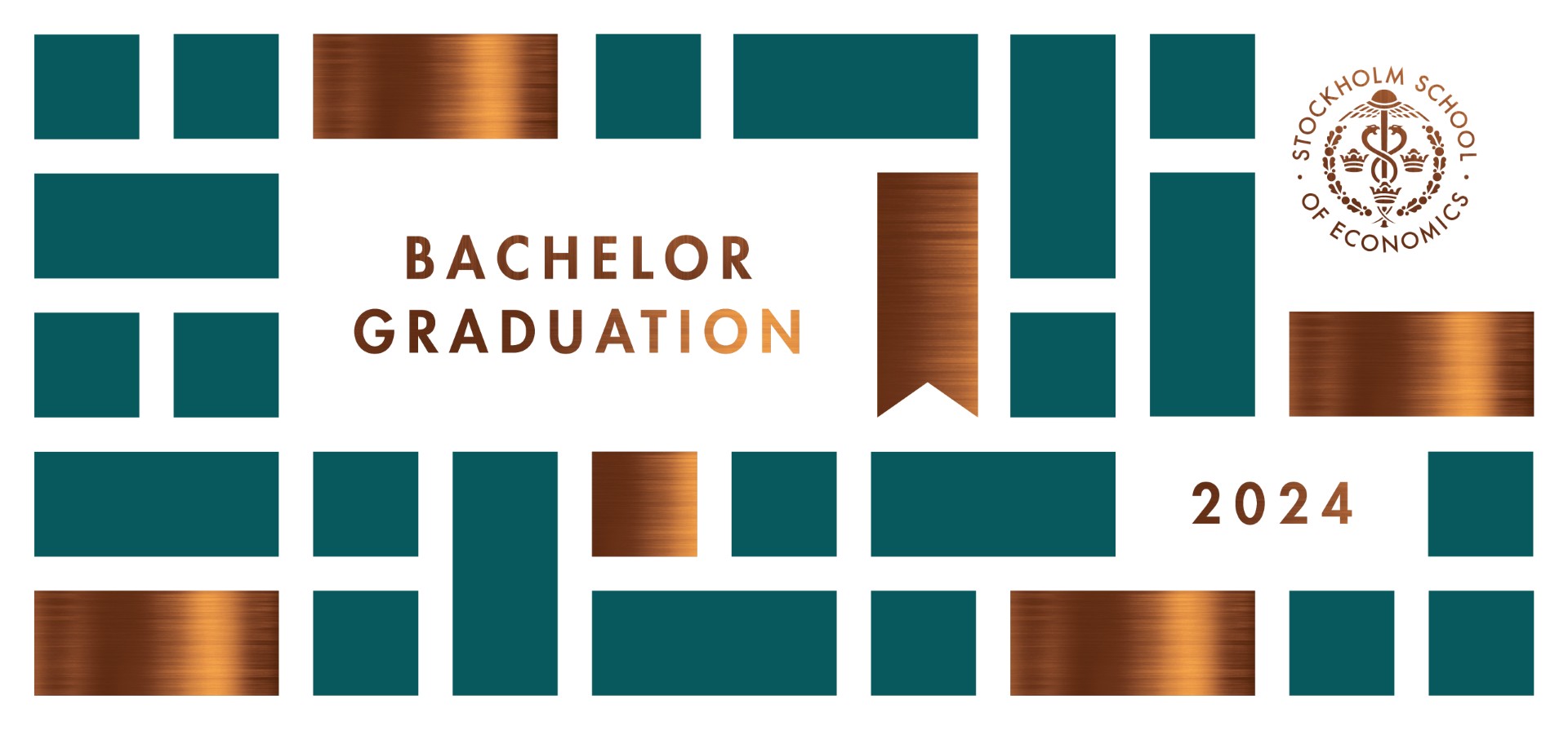Bachelor Graduation 2024 with green and bronze squares