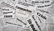 Coronavirus, covid-19 newspaper headline clippings. Print media information isolated