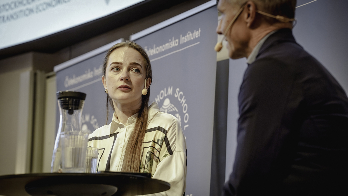 Photo of Oleksandra Matviichuk and Jesper Roine. Photo: Dominick Nilsson