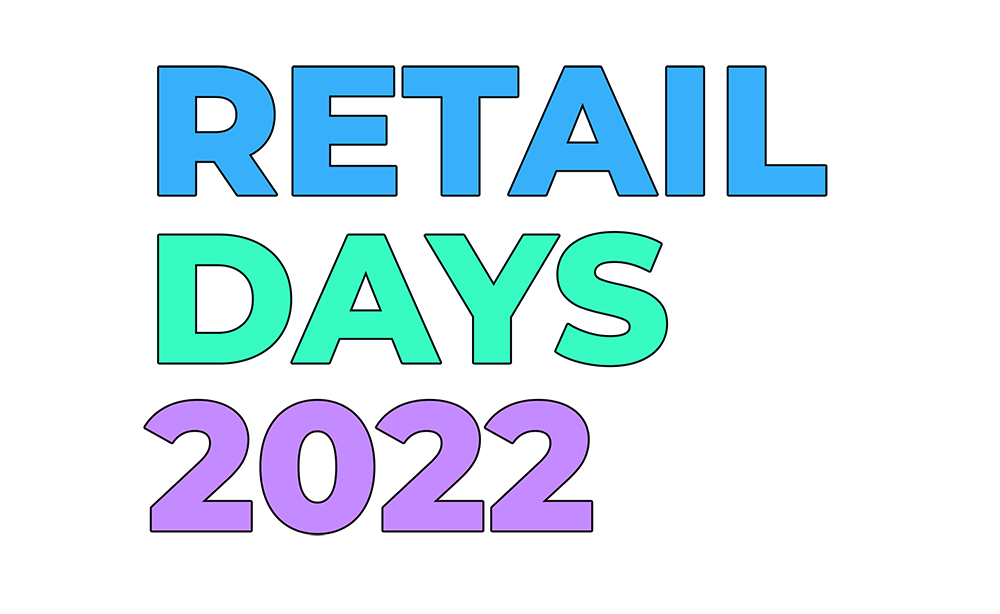 Official Logo for the Retail Days 2022 in the colors light blue , light green and purple.