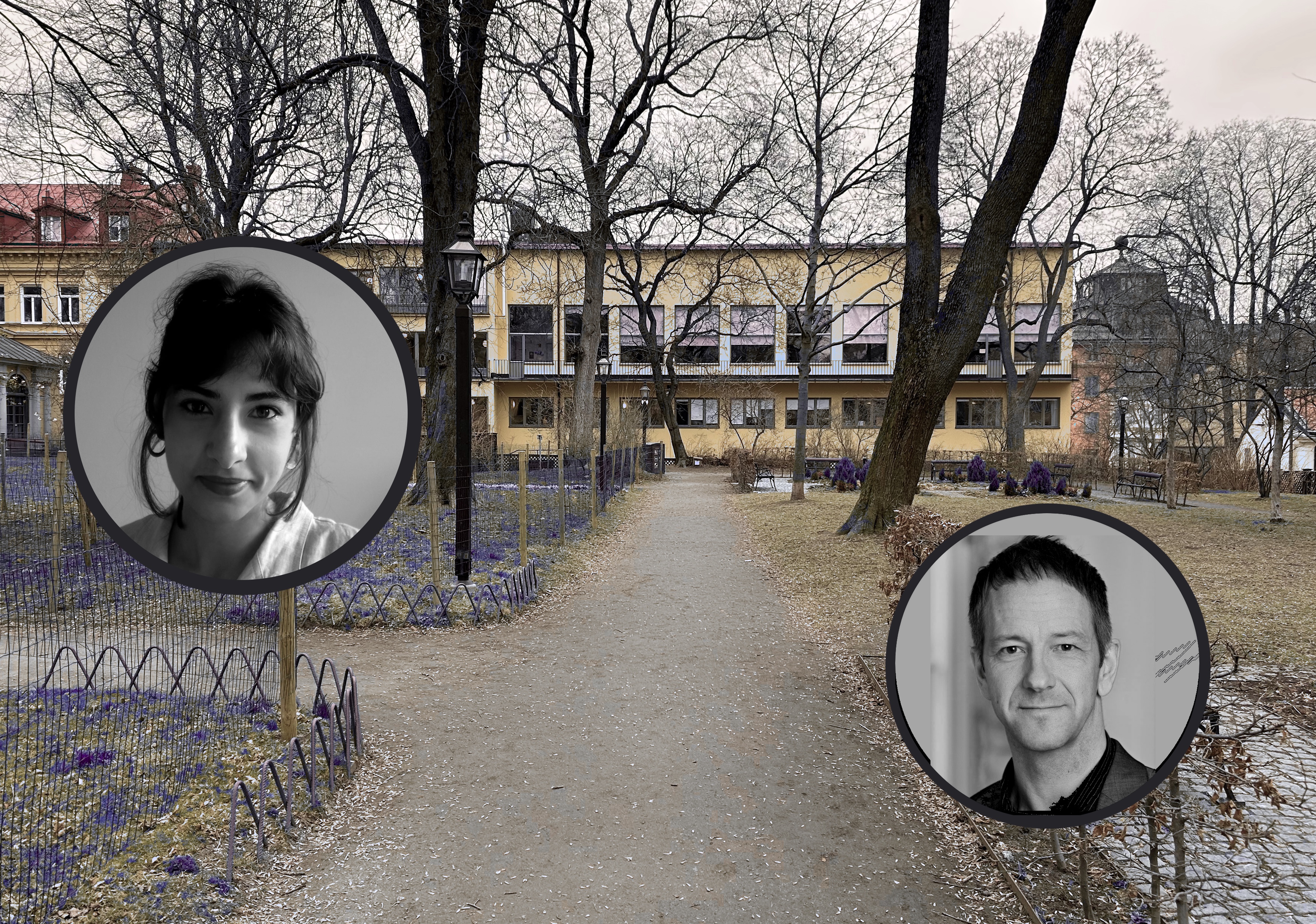 Photo of Elena Sinico and Jesper Blomberg, background Holländargatan