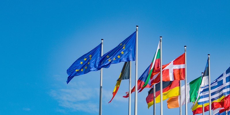 Image of flags at the EU HQ