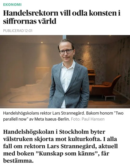 Lars Strannegård, pic of DN article