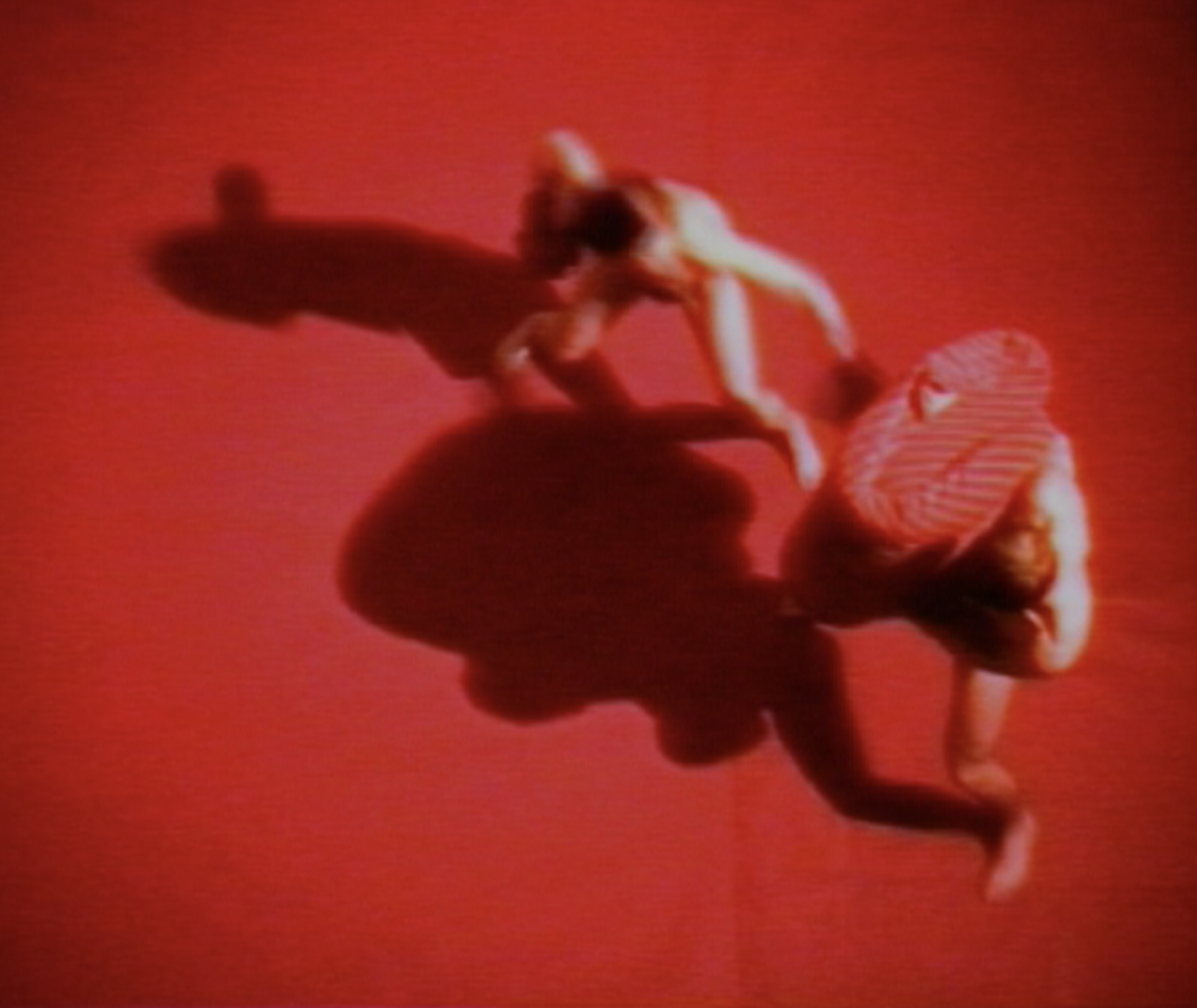Still from Cecilia Parsberg's video Don't be stupid, filmed above a boxing ring