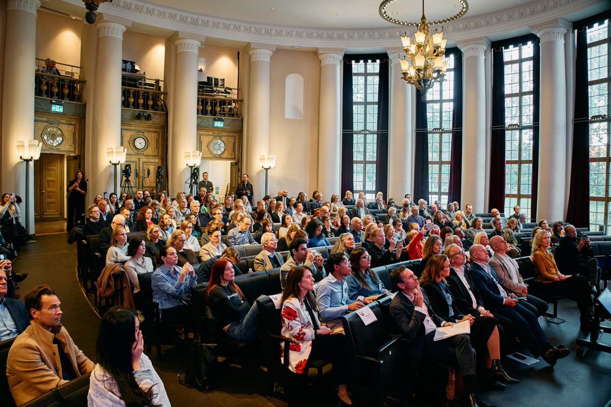 Audience at the 2025 Misum Forum in a full auditorium at the Stockholm School of Economics.